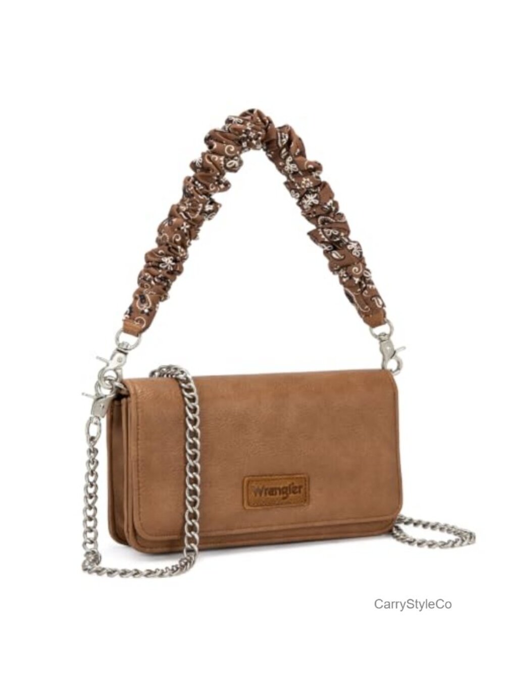 Convertible Crossbody Purse with Detachable Chain and Ruched Straps